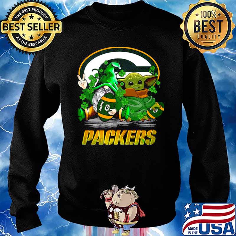 Gnome and Baby Yoda Green Bay Packers St Patrick's Day shirt,Sweater,  Hoodie, And Long Sleeved, Ladies, Tank Top