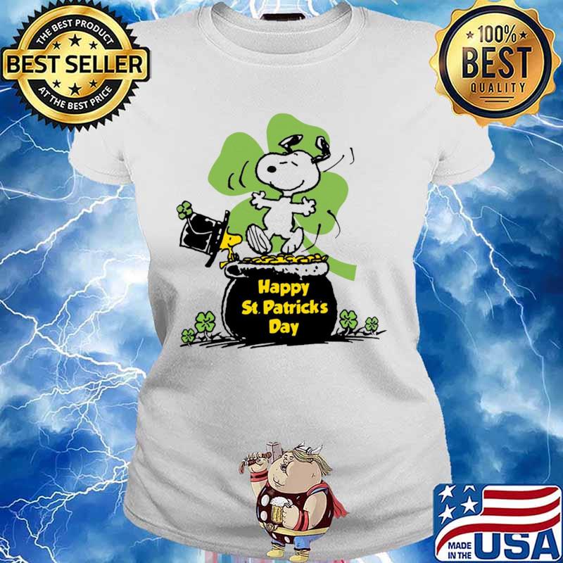 Happy St Patrick’s Day Snoopy And Woodstock Ladies tee
