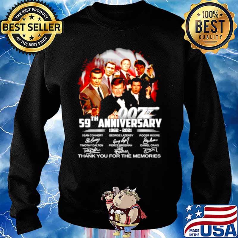 James Bond 007 59th Anniversary 1962 2021 signature thank you for the memories Sweater