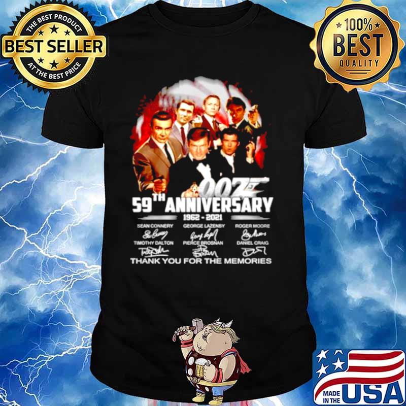 James Bond 007 59th Anniversary 1962 2021 signature thank you for the memories shirt