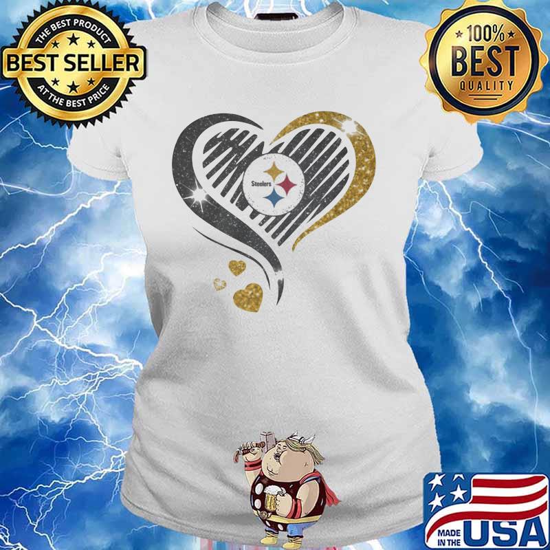 Love Heart Diamond Pittsburgh Steelers Shirt Ladies tee