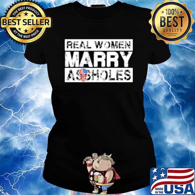 Skull American flag real woman Marry Assholes Ladies tee