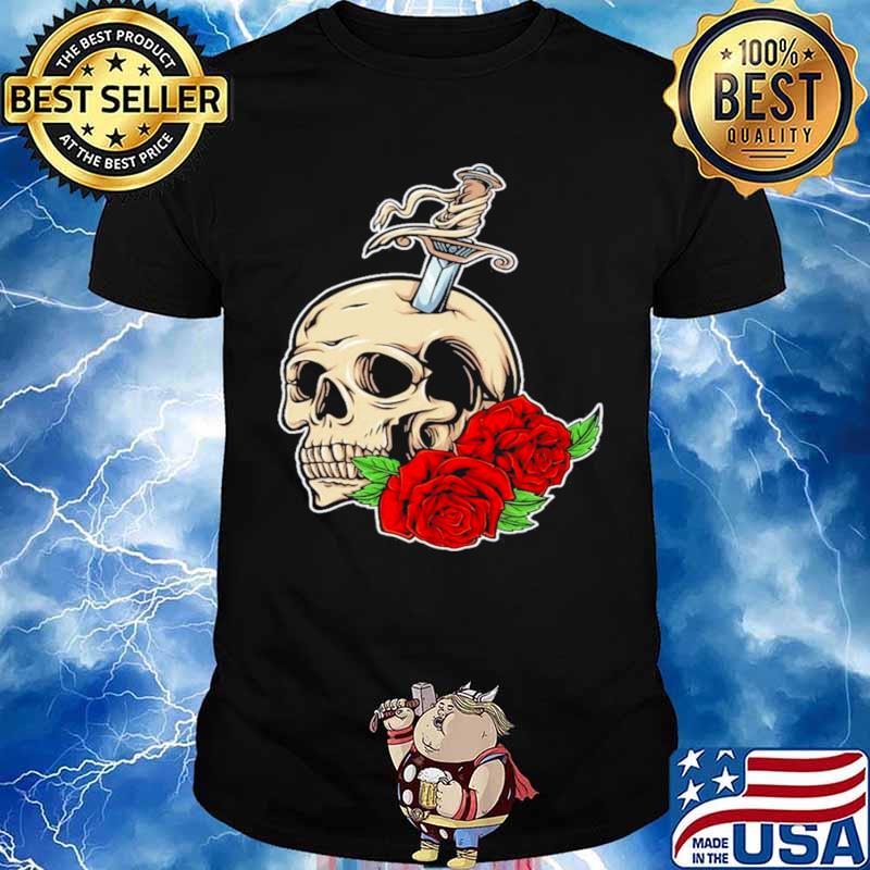 Skull shirt skull roses Unisex