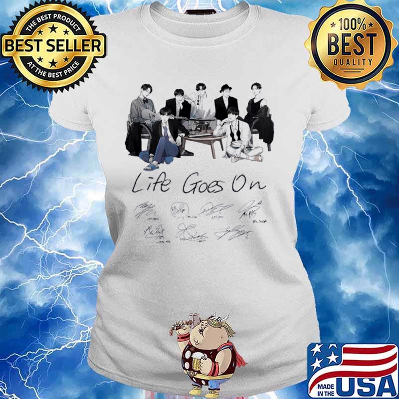 The Bts Boys Music Band Life Goes On Signatures Ladies tee