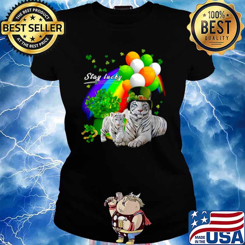 Tiger Irish Shamrock Stay Lucky St Patrick’s Day Ladies tee