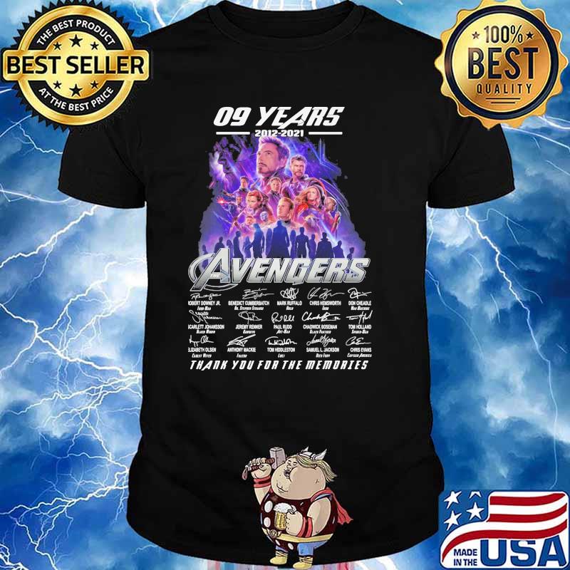 09 Years 2012 2021 Avengers Thank You For The Memories Signature Shirt