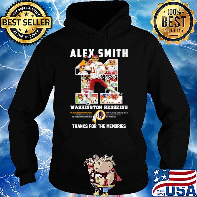 Washington Redskins Alex Smith thanks for the memories shirt, hoodie,  sweater and v-neck t-shirt