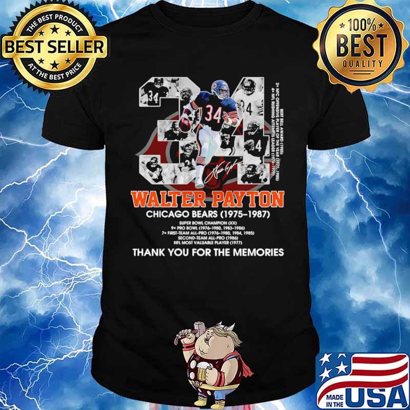 34 walter payton chicago bears thank you for the memories shirt