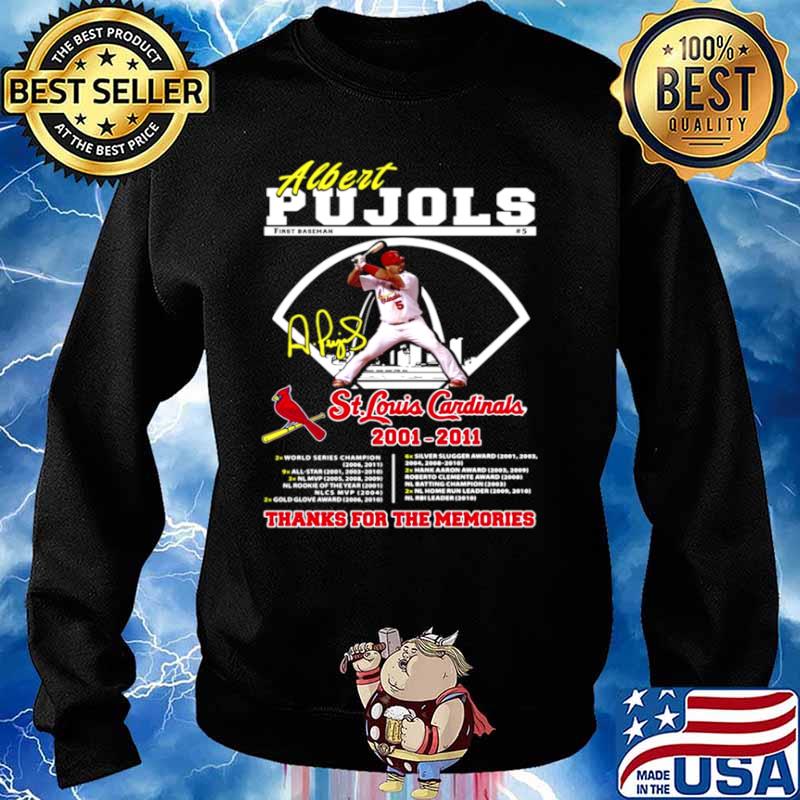 St. Louis Cardinals Albert Pujols 2002 2011 thanks for the memories  signature shirt, hoodie, sweater, long sleeve and tank top