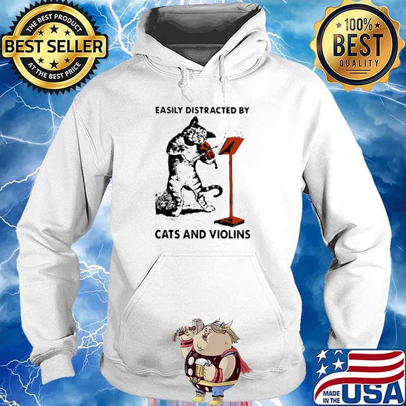 Black Cat Easily Distracted By Cats And Violins Hoodie