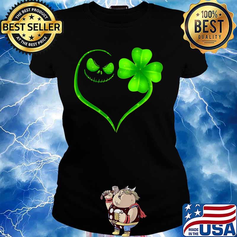 Heart Shamrock And Jack Skeleton Happy St Patrick’s Day Ladies tee