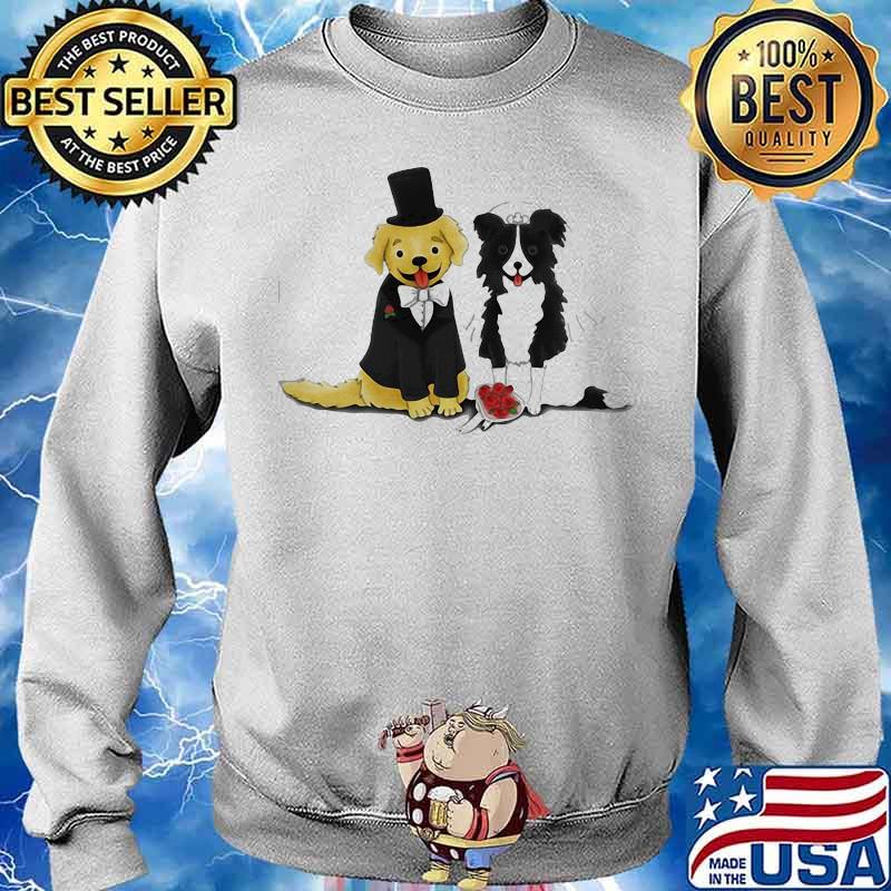 HOT DOG BRIDE AND GROOM – RETRIEVER AND COLLIE SHIRT Sweater