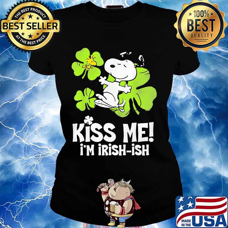 Kiss Me I’m Irish Snoopy And Woodstock Patricks Day Shirt Ladies tee