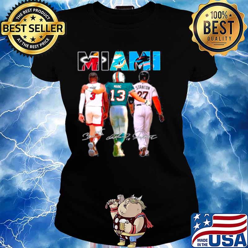 Miami Sport Teams 3 Wade 13 Marino And 27 Stanton Signatures Ladies tee
