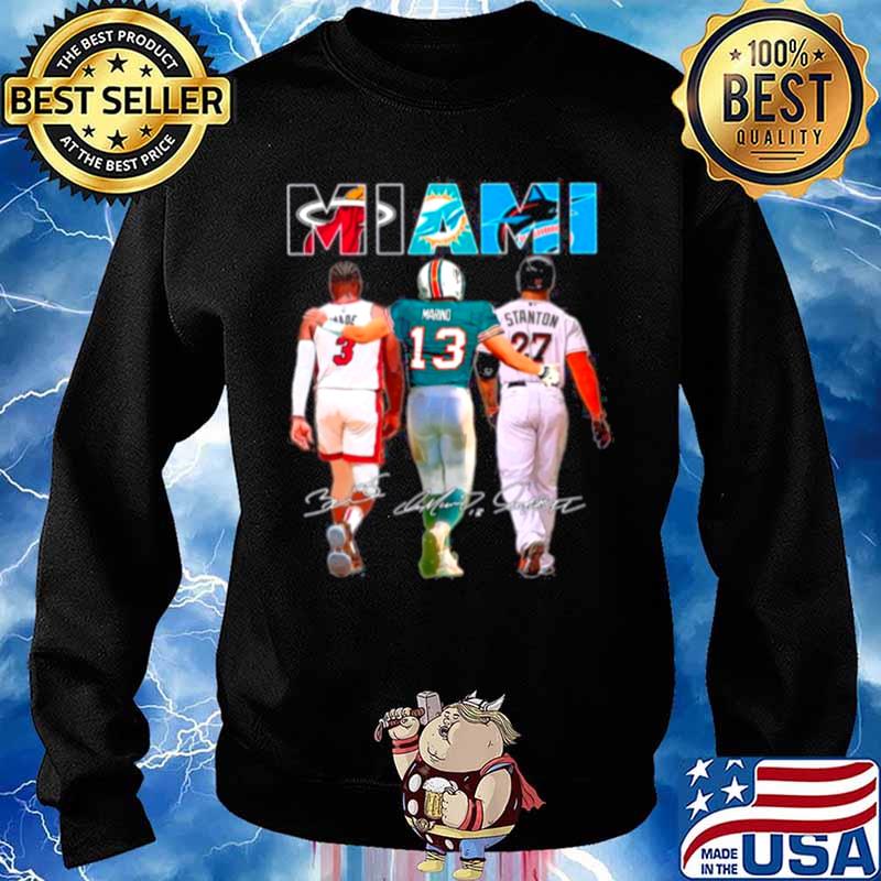 Miami Sport Teams 3 Wade 13 Marino And 27 Stanton Signatures Sweater