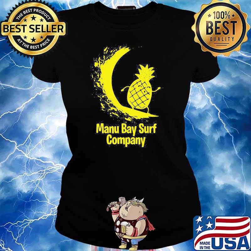 ORIGINAL MANU BAY SURF COMPANY NEW ZEALAND GOLD SURFING PINEAPPLE SHIRT Ladies tee