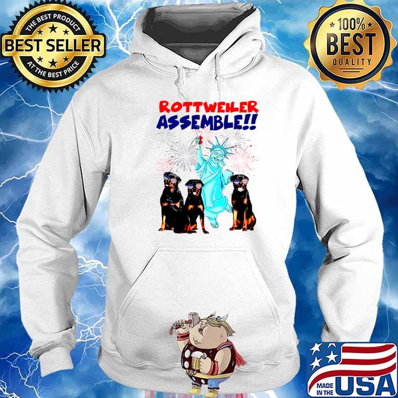 Rottweiler Assemble Happy Independence American Flag Hoodie