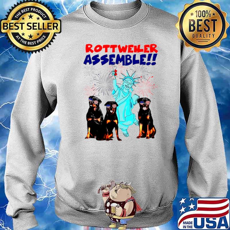 Rottweiler Assemble Happy Independence American Flag Sweater