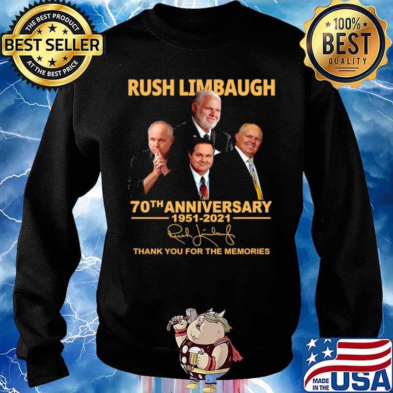 Rush Limbaugh 70th Anniversary 1951 2021 Signature Thank You For The Memories Sweater