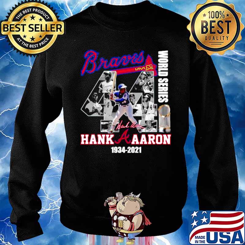 The Hank Aaron 1934 2021 Braves World Series Champions Signature Sweater