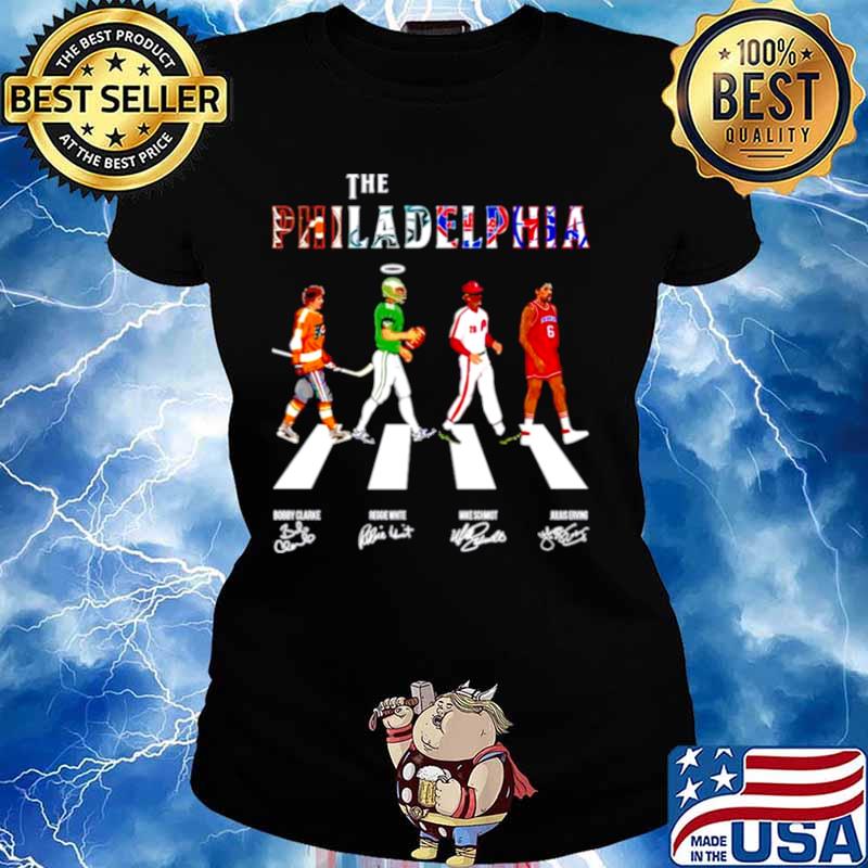 The philadelphia teams sport abbey road signatures Ladies tee