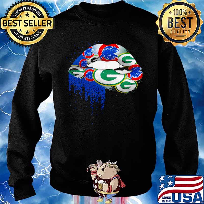 NFL Green Bay Packers and chicago cubs ipad Lips logo shirt