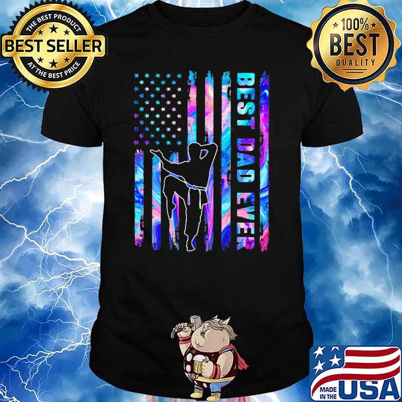 Best Dad Ver Karate American Flag Holorgram Shirt