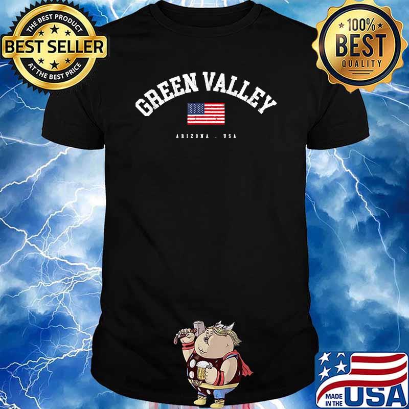 Green Valley AZ Retro American Flag USA T-Shirt