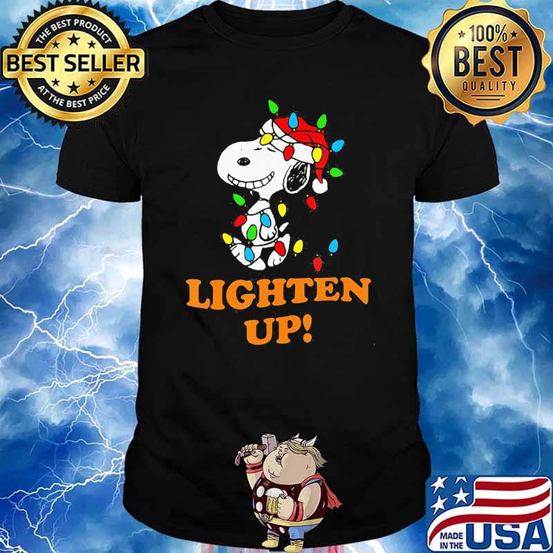 Lighten up snoopy wear hat santa clause merry christmas shirt