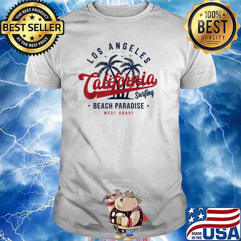 Los Angeles California Surfing Palm And Beach Paradise 80s T-Shirt