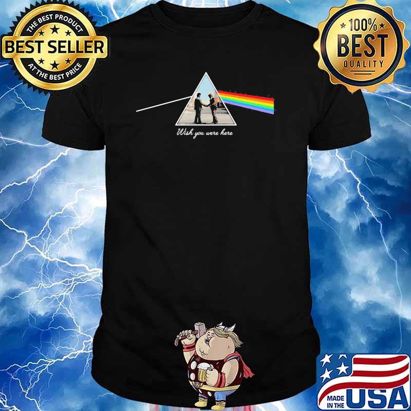 Wish you were here rainbow floyd pink shirt