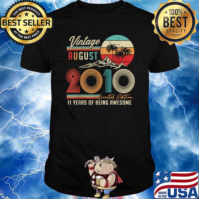 11 Years Old 11th Birthday Decoration Vintage August 2010 Shirt