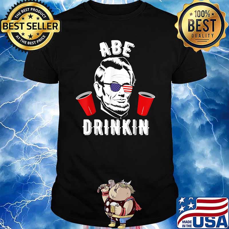 Abe Drinkin Lincoln Sunglasses American Flag T-Shirt