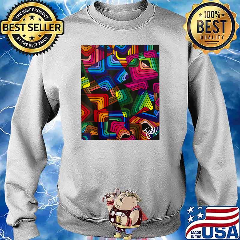 Abstract Dark Colorful Blending Squares Shirt Sweater