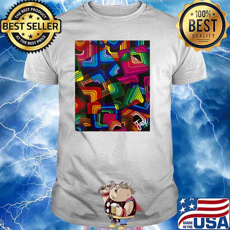 Abstract Dark Colorful Blending Squares Shirt