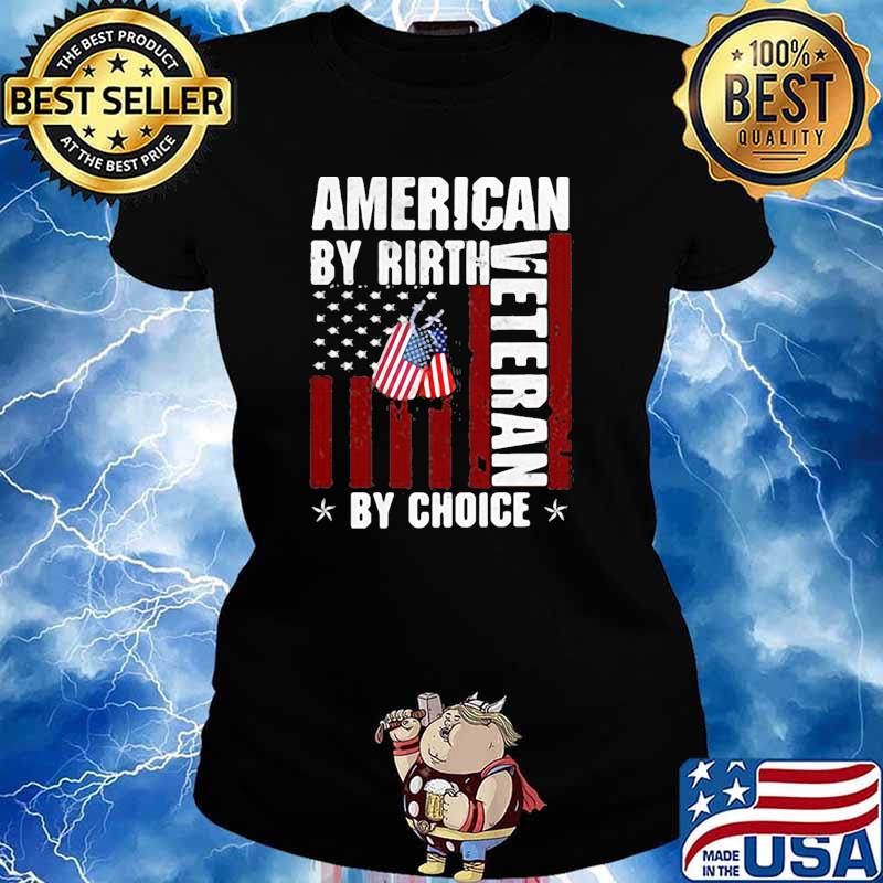 American by rirth veteran by choice tag flag s Ladies tee