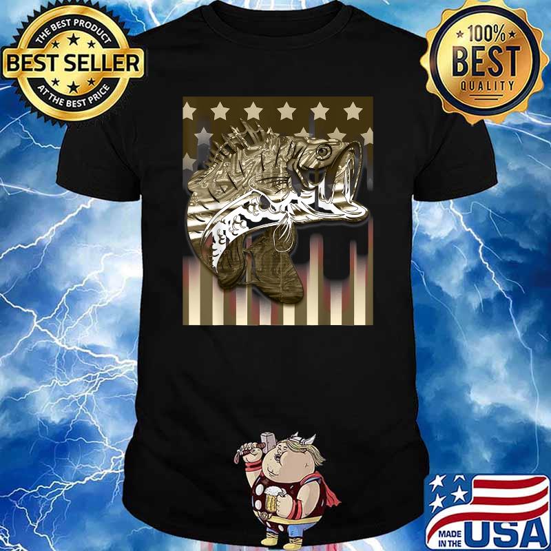 American Flag Fishing Bass 4th of July T-Shirt