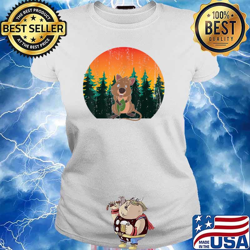 Aussie Animal Forest Wildlife Cute Australia Quokka SUnset T-Shirt Ladies tee