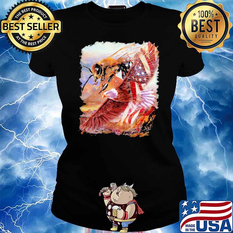 Bee American Patriot American Flag Shirt Ladies tee