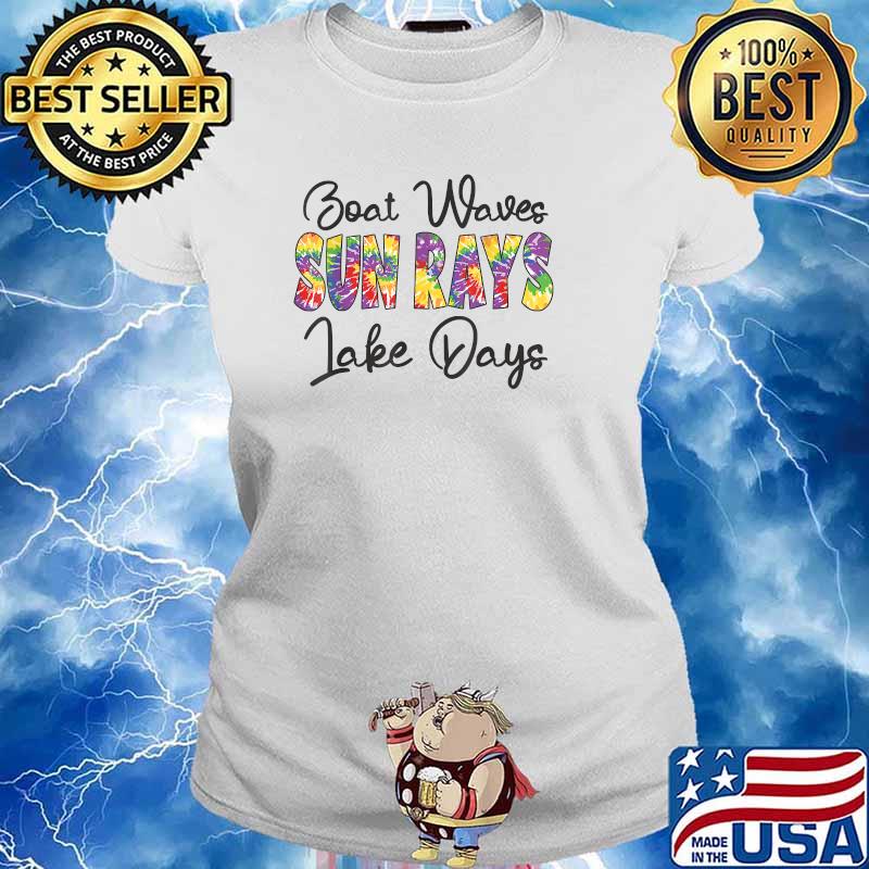 Boat Waves Sun Rays Lake Days Summer T-Shirt Ladies tee
