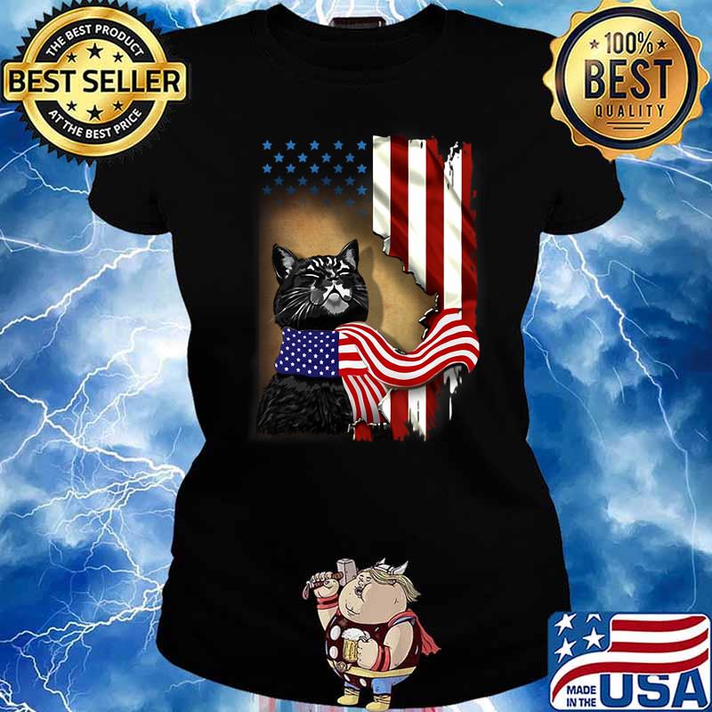 Cat American Flag Shirt Ladies tee