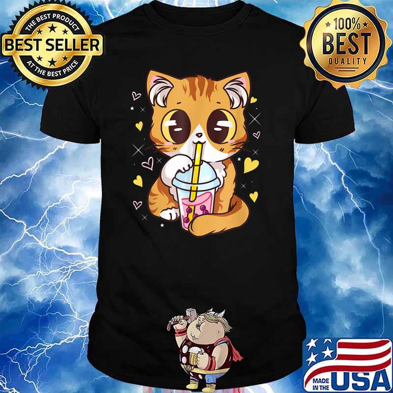 Cute Kawaii Cat Boba Bubble Milk Tea Anime Neko Kitten Shirt