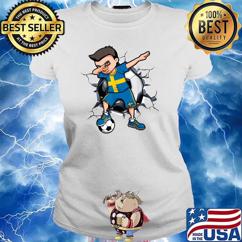 Dabbing Soccer Boy Sweden Football Lover Jersey Swedish Flag T-Shirt Ladies tee