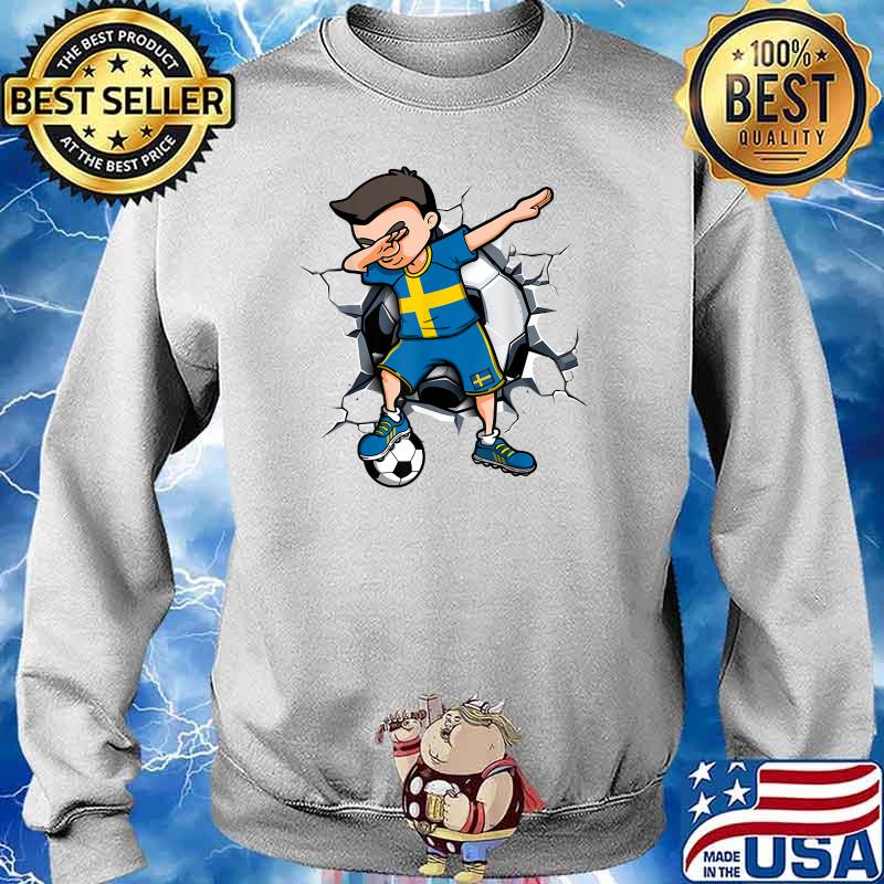 Dabbing Soccer Boy Sweden Football Lover Jersey Swedish Flag T-Shirt Sweater