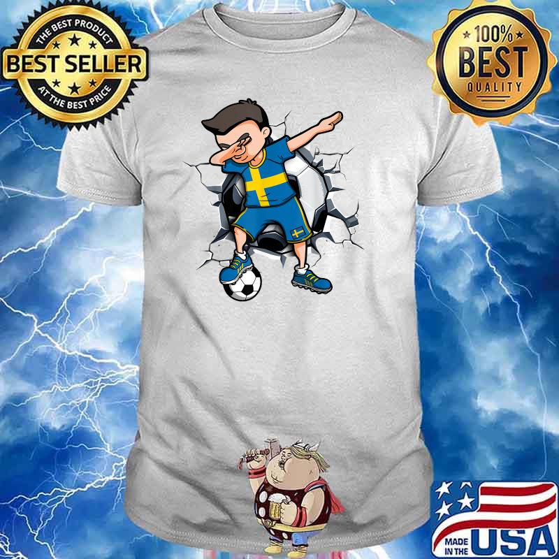 Dabbing Soccer Boy Sweden Football Lover Jersey Swedish Flag T-Shirt