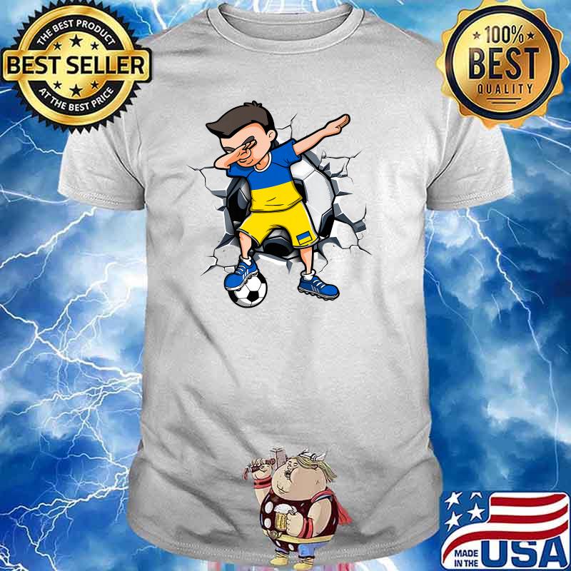 Dabbing Soccer Boy Ukraine Football Lovers Jersey Flag Sport T-Shirt