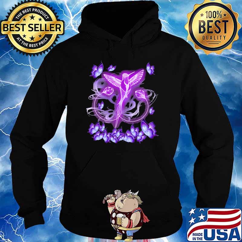 Hummingbird Magical Purple Hummingbird Love Butterfly Shirt Hoodie