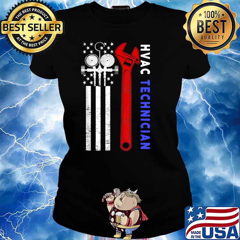 HVAC Technician American Flag T-s Ladies tee