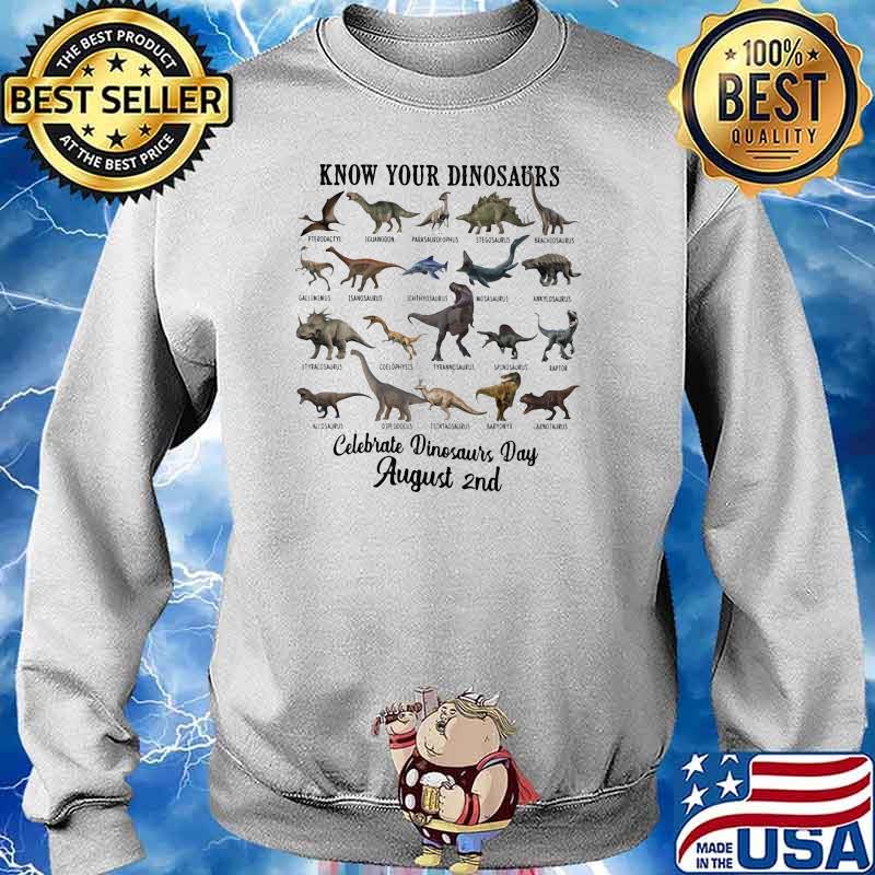 Know Your Dinosaur Celebrate World Dinosaurs Day August 2nd Shirt Sweater