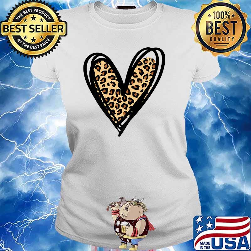 Leopard Print Heart Premium Shirt Ladies tee